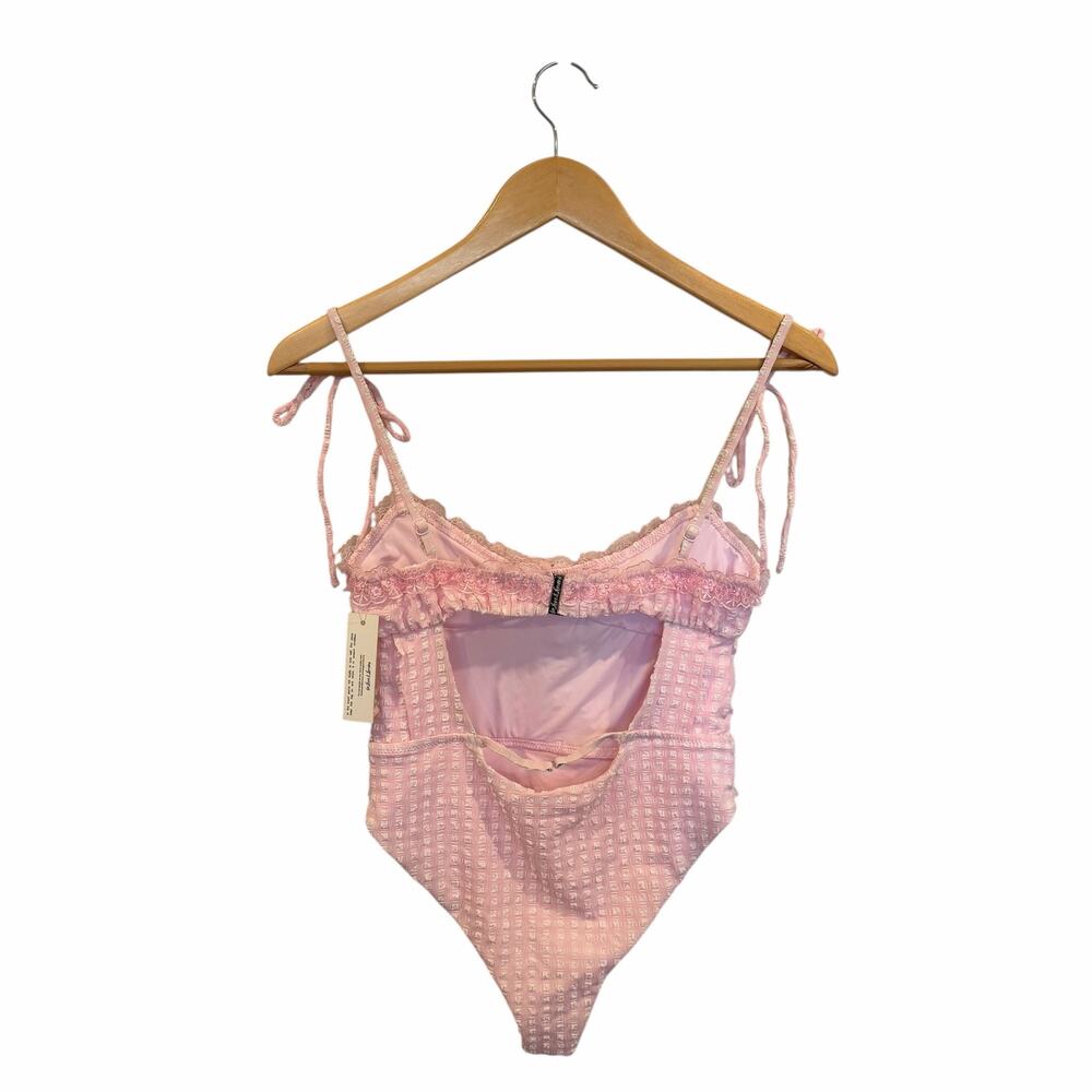For Love & Lemons Haiden One Piece Swimsuit Rose Tyrie Pink Gingham S NWT - Picture 4 of 8